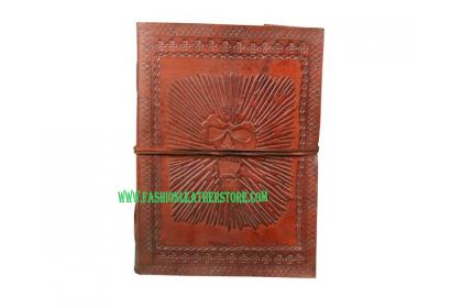 Embossed Celtic  Leather Hardbound Journal Swing Clasps Handmade Paper Beautiful Leather Brown Journal Book